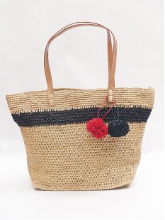 H&auml;kel Schultertasche Barrel 03 echt Raffiabast...