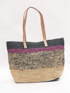 H&auml;kel Schultertasche Barrel 03 echt Raffiabast...