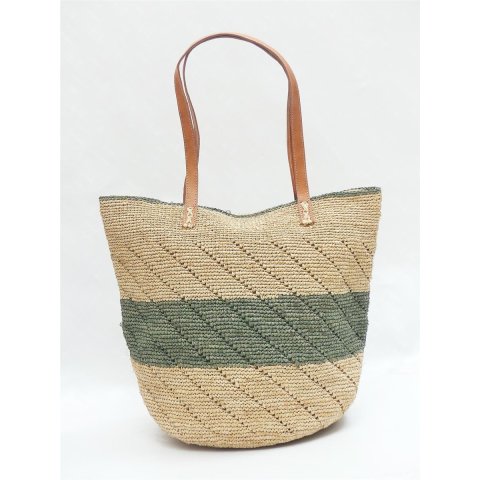 H&auml;kel Schultertasche Barrel 04 Trapezform echt Raffiabast H&ouml;he 28 cm Breite 25 -40 cm runder Boden