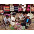 H&auml;kel Schultertasche Barrel 04 Trapezform echt Raffiabast H&ouml;he 28 cm Breite 25 -40 cm runder Boden