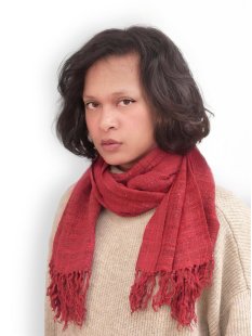 Seidenschal 01  handgewebt aus roher Wildseide Landybe...