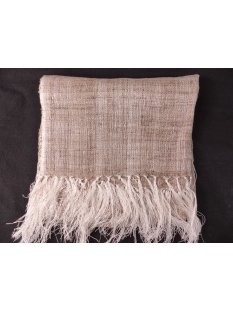 Seidenschal 14 handgewebt aus Zuchtseide Landikely 170 x 45 cm cremewei&szlig; + braun