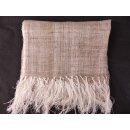 Seidenschal 14 handgewebt aus Zuchtseide Landikely 170 x 45 cm cremewei&szlig; + braun