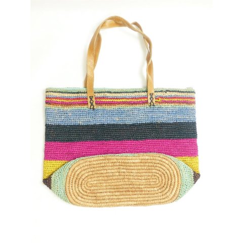 H&auml;kel Schultertasche Barrel 01 echt Raffiabast H&ouml;he 35 cm Breite 40 cm ovaler Boden 06