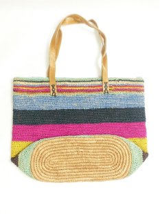 H&auml;kel Schultertasche Barrel 01 echt Raffiabast...