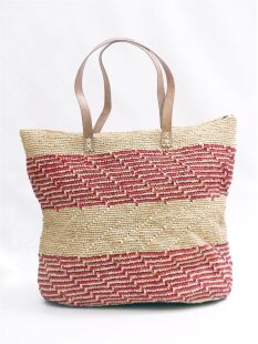 H&auml;kel Schultertasche Barrel 02 echt Raffiabast...