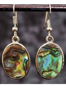 Perlmutt Anh&auml;nger echte Abalone oval Metallfassung 2...