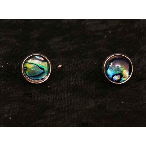 1 Paar Ohrstecker Perlmutt echte Abalone rund 0,8 cm = Code B