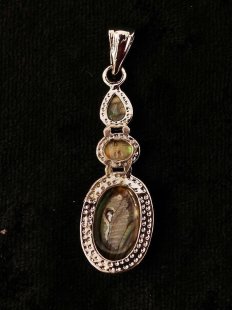 Perlmutt Anh&auml;nger 3-teilig echte Abalone oval...