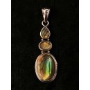 Perlmutt Anh&auml;nger 3-teilig echte Abalone oval Metallfassung 4 x 1,5 cm  = Code E