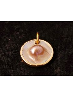 Perlmutt Anh&auml;nger echtes helles Shell rund...