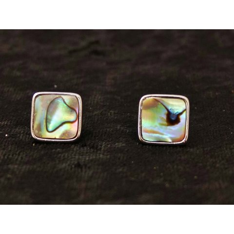 1 Paar Ohrstecker Perlmutt echte Abalone quadratish 1 x 1 cm = Code D