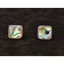 1 Paar Ohrstecker Perlmutt echte Abalone quadratish 1 x 1 cm = Code D