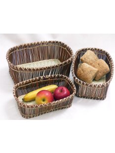 Rattan Korbset AMUN oval / eckig Set 3 St&uuml;ck L:...