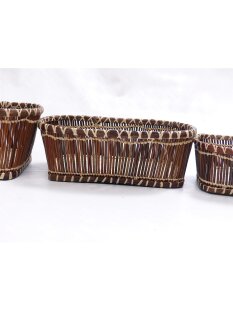 Rattan Korbset AMUN oval / eckig Set 3 St&uuml;ck L: 32/30/27 cm Preiscode wei&szlig;