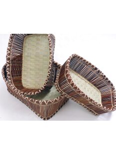 Rattan Korbset AMUN oval / eckig Set 3 St&uuml;ck L: 32/30/27 cm Preiscode wei&szlig;