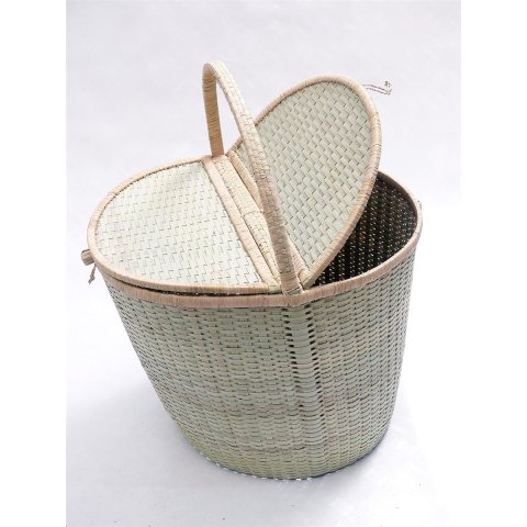 Rattan Deckelkorb SEKANI 34 cm Preiscode wei&szlig;