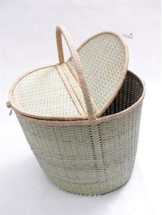 Rattan Deckelkorb SEKANI 34 cm Preiscode wei&szlig;