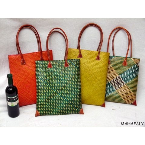 Rabane / Rattan Tasche Moramanga Farbmix 38 cm = Code wei&szlig;