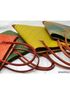 Rabane / Rattan Tasche Moramanga Farbmix 38 cm = Code wei&szlig;