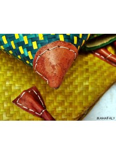 Rabane / Rattan Tasche Moramanga Farbmix 38 cm = Code wei&szlig;