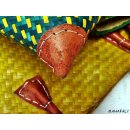 Rabane / Rattan Tasche Moramanga Farbmix 38 cm = Code wei&szlig;