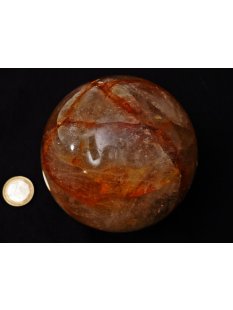 K100.17 H&auml;matit Quarz Kugel poliert D: 100 mm original Madagaskar 1482 g