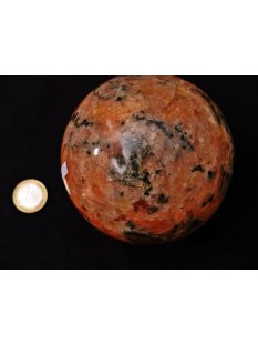 K100.22 Calcit orange Kugel poliert D: 100 mm 1493 g