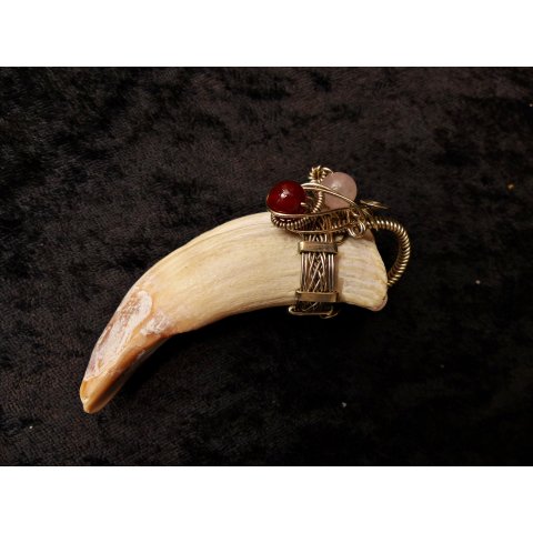 Anh&auml;nger Seel&ouml;wenzahn Nr.07 L:85 mm mit individuellem Neusilber Draht Anh&auml;nger 46 g