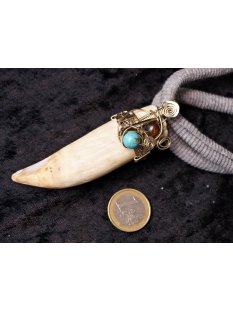 Anh&auml;nger Seel&ouml;wenzahn Nr.11 L:95 mm mit individuellem Neusilber Draht Anh&auml;nger 48 g