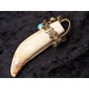 Anh&auml;nger Seel&ouml;wenzahn Nr.11 L:95 mm mit individuellem Neusilber Draht Anh&auml;nger 48 g