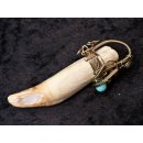 Anh&auml;nger Seel&ouml;wenzahn Nr.11 L:95 mm mit individuellem Neusilber Draht Anh&auml;nger 48 g