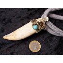 Anh&auml;nger Seel&ouml;wenzahn Nr.11 L:95 mm mit individuellem Neusilber Draht Anh&auml;nger 48 g