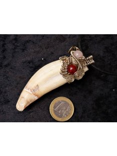 Anh&auml;nger Seel&ouml;wenzahn Nr.13 L:87 mm mit individuellem Neusilber Draht Anh&auml;nger 46 g