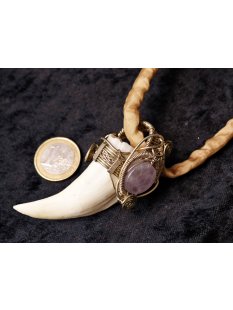 Anh&auml;nger Seel&ouml;wenzahn Nr.17 L:88 mm mit individuellem Neusilber Draht Anh&auml;nger 44 g