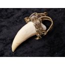 Anh&auml;nger Seel&ouml;wenzahn Nr.17 L:88 mm mit individuellem Neusilber Draht Anh&auml;nger 44 g