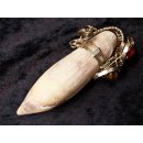 Anh&auml;nger Seel&ouml;wenzahn Nr.18 L:95 mm mit individuellem Neusilber Draht Anh&auml;nger 52 g