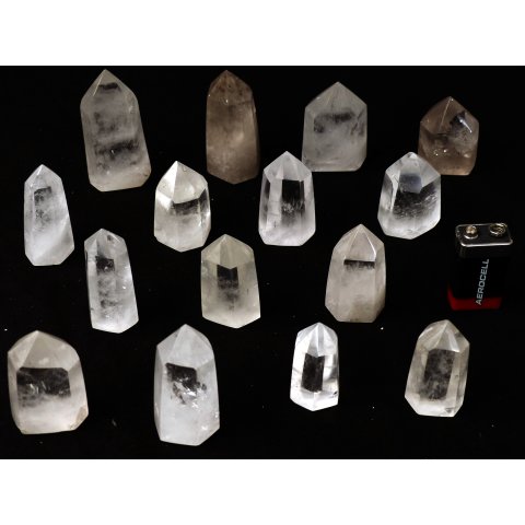 BKLOT.04= 15 St.Bergkristall Prismen 1A Qualit&auml;t mit verschiedenen Einschl&uuml;ssen 40 - 80 mm lang LOT = 1 kg