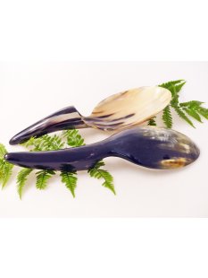 Horn Sch&ouml;pfl&ouml;ffel Reisl&ouml;ffel Afrika Griff in Naturform poliert 26 cm = Code E