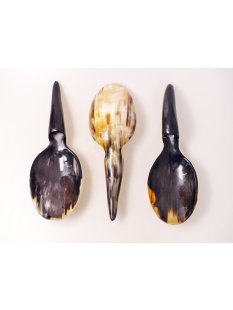 Horn Sch&ouml;pfl&ouml;ffel Reisl&ouml;ffel Afrika Griff in Naturform poliert 26 cm = Code E