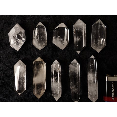 1 St&uuml;ck aus Lot Bergkristall Prismen Doppelender Madagaskar 1A Qualit&auml;t 31 - 50 g L 50 - 85 mm