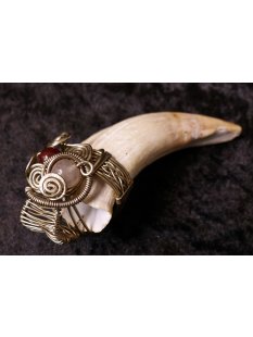 Anh&auml;nger Seel&ouml;wenzahn Nr.19 L:90 mm mit individuellem Neusilber Draht Anh&auml;nger 65 g