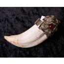 Anh&auml;nger Seel&ouml;wenzahn Nr.19 L:90 mm mit individuellem Neusilber Draht Anh&auml;nger 65 g