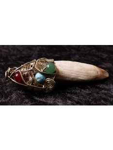 Anh&auml;nger Seel&ouml;wenzahn Nr.24 L:95 mm mit individuellem Neusilber Draht Anh&auml;nger 51 g