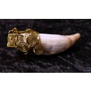 Anh&auml;nger Seel&ouml;wenzahn Nr.27 L: 95 mm mit individuellem Bronzedraht Anh&auml;nger 54 g