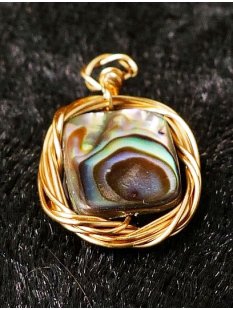Perlmutt Anh&auml;nger echt Abalone quadratisch mit...