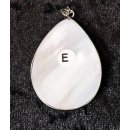 Perlmutt Anh&auml;nger echt Abalone Tropfen gew&ouml;lbt Metallfassung 40 x 30 mm Code E