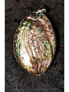 Perlmutt Anh&auml;nger echt Abalone oval gew&ouml;lbt...
