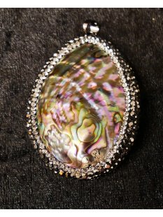 Perlmutt Anh&auml;nger echt Abalone  oval gew&ouml;lbt...