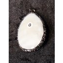 Perlmutt Anh&auml;nger echt Abalone  oval gew&ouml;lbt mit Strassteinen und Metallfassung oval 55 x 40 mm Code G